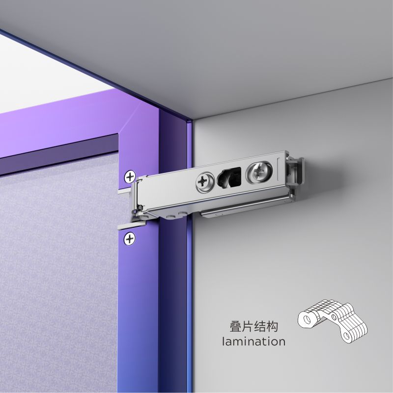SMALL ANGLE SNAP-ON SOFT CLOSE ALUMINUM DOORFRAME HINGE  (STOPPABLE TWO-WAY)